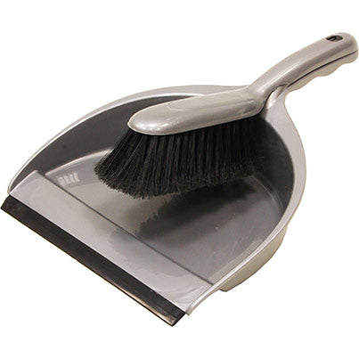 Silver Dustpan and Stiff Brush