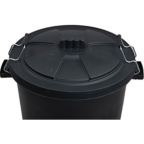 Black 80L Plastic Dustbin with Lid Clips