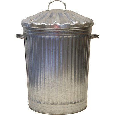 Silver 80L Galvanised Dustbin with Lid