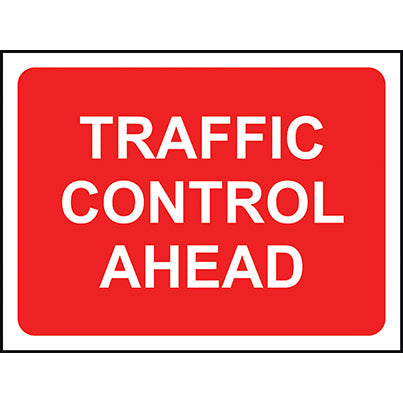 Zintec Rectangular "Traffic Control Ahead" Temporary Road Sign 1050mm x 450mm
