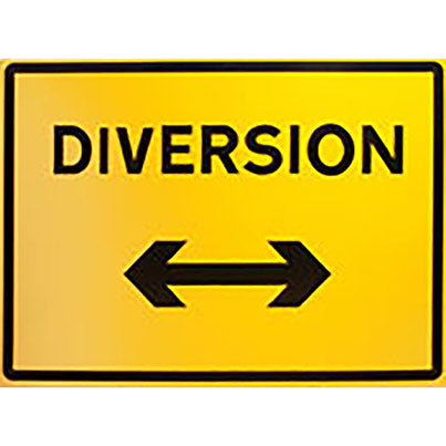 Zintec Rectangular "Diversion" Arrow Temporary Road Sign 1050mm x 750mm