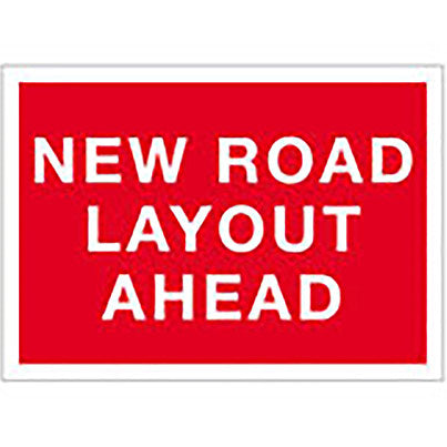 Zintec Rectangular "New Road Layout Ahead" Temporary Road Sign 1050mm x 750mm