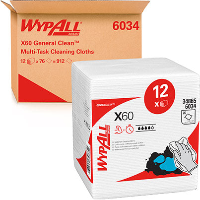 WypAll X60 General Clean 6034 Cleaning Cloths Pack (Box of 12)