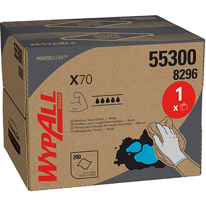 Kimberly-Clark WypAll X70 Power Clean 8296 White Cloths in BRAG Box