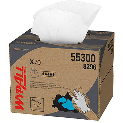 Kimberly-Clark WypAll X70 Power Clean 8296 White Cloths in BRAG Box
