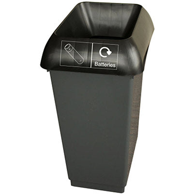 Grey 50L Battery Bin with Black Lid