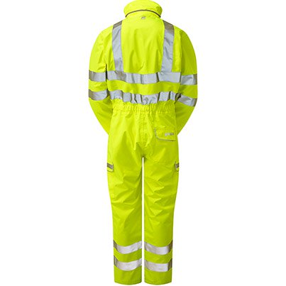 Men’s Yellow Waterproof Hi-Vis Overalls with Kneepad Pockets