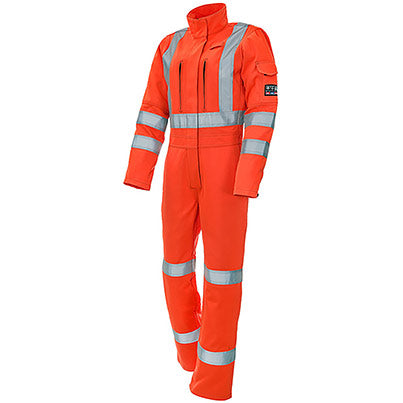 Women’s Orange Hi-Vis Arc-Flash Overalls with Kneepad Pockets 8R