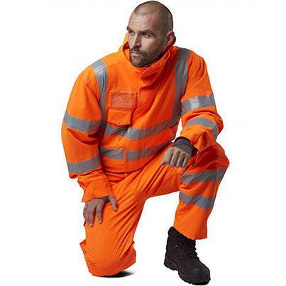 Leo EcoViz Watertown Men’s Orange Waterproof Hi-Vis Overalls