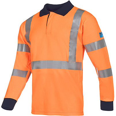Lerby Orange Long-Sleeve Hi-Vis Arc-Flash Polo Shirt