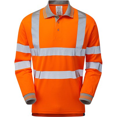 PR470 Men’s Orange Long-Sleeve Hi-Vis Polo Shirt